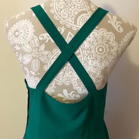 Belle Badgley Mischka Green Ruffle Sachs Dress - Picture 6 of 8